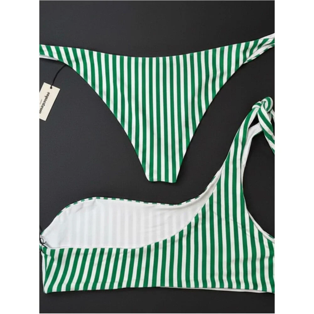 Superdown Green White Stripe Bikini Set NWT Revolve Y2K Beach Vacation Large